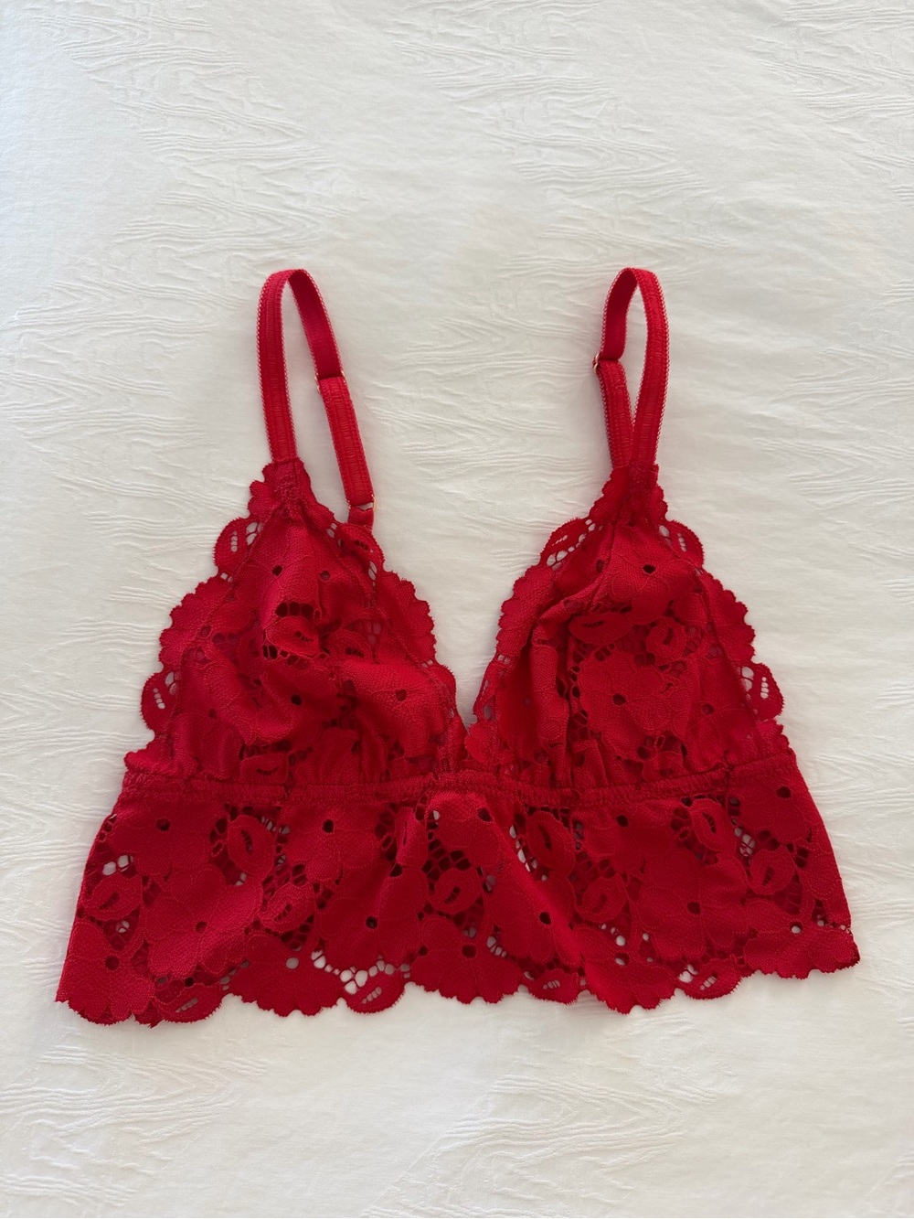 Eberjey Red Lace Bralette with Scalloped Hem